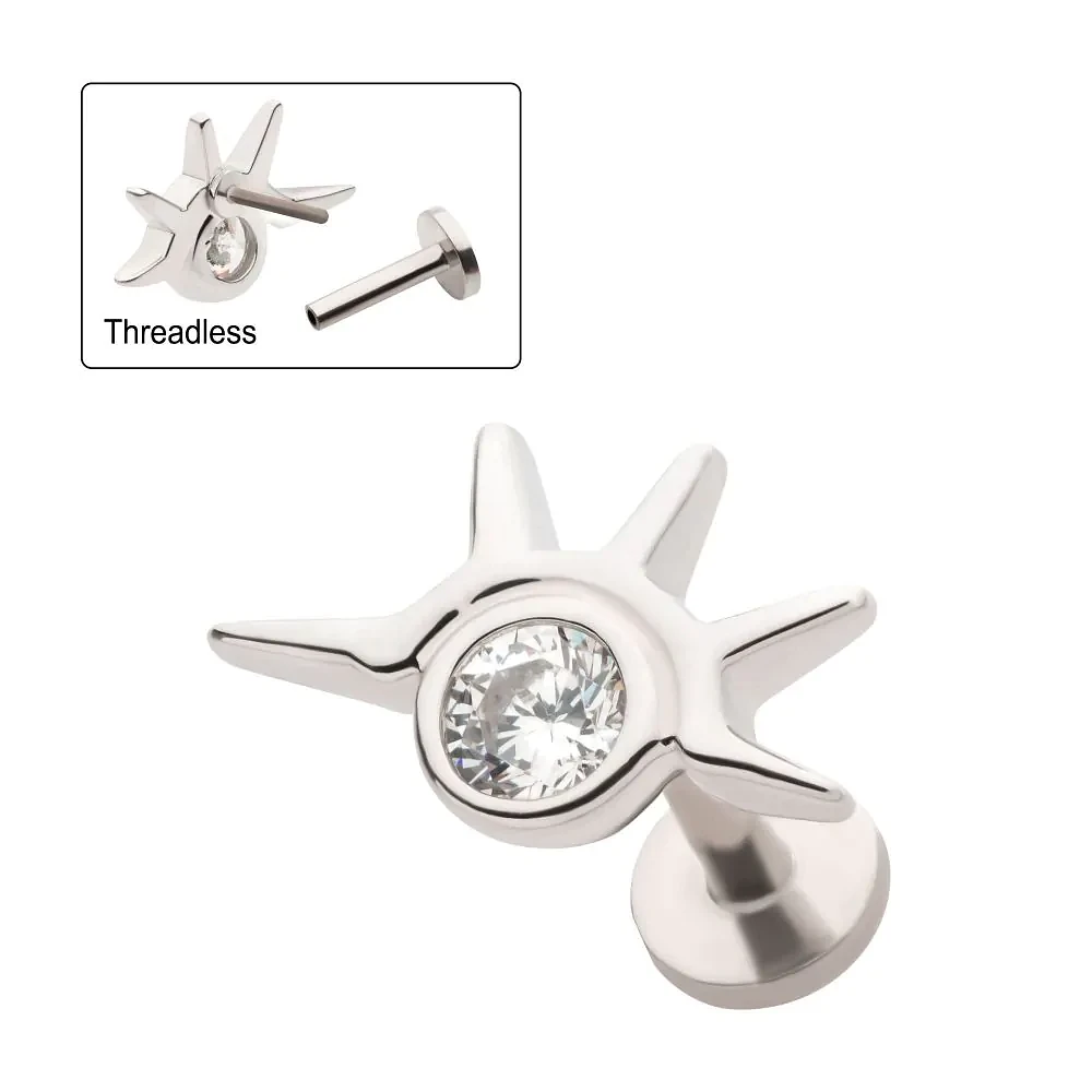 Eye Bez CZ Threadless Labret