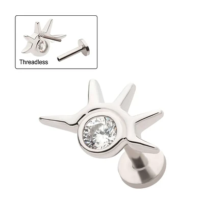 Eye Bez CZ Threadless Labret