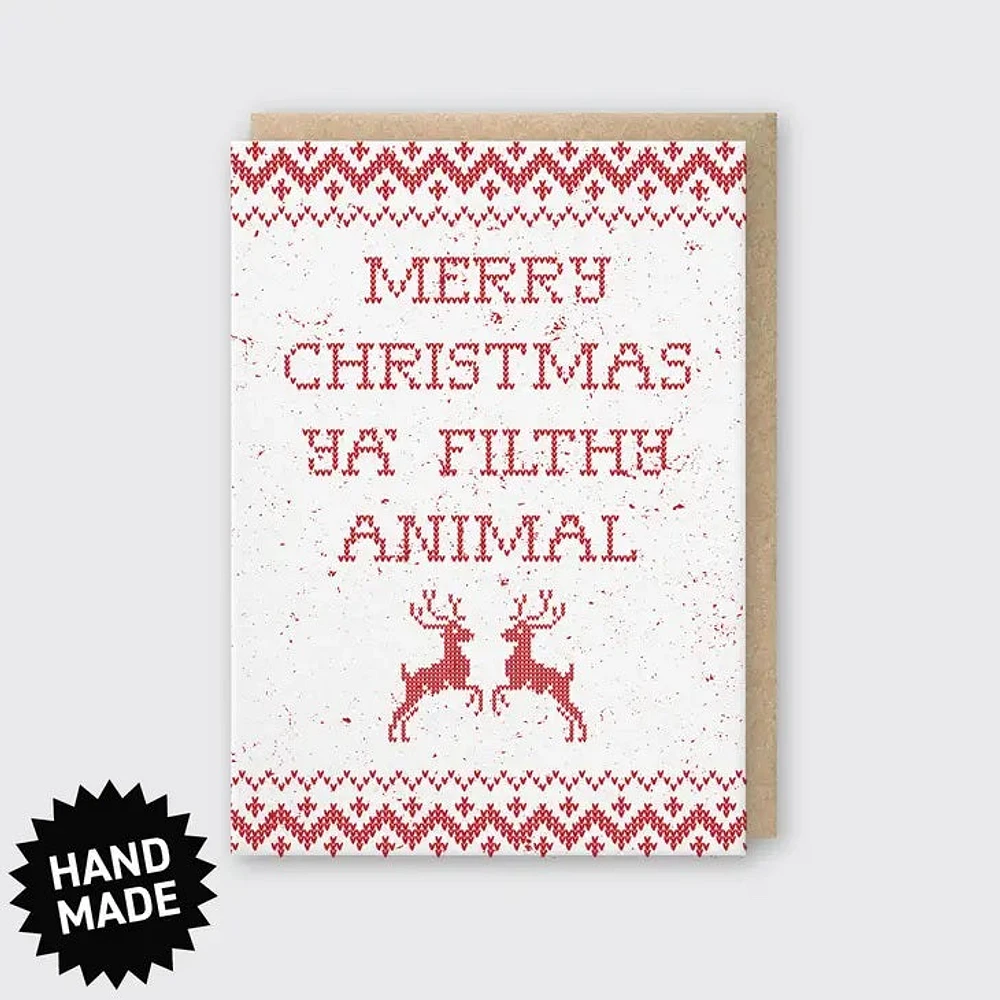 Tarjeta Feliz Navidad Animal Sucio