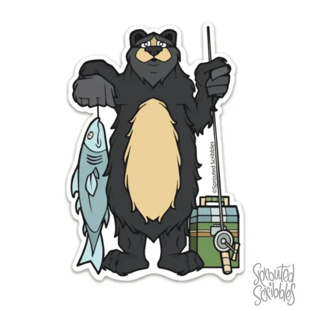 Fishing Bear Sticker