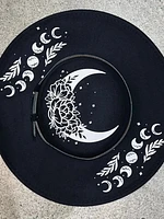 Floral Moon Flat Top Wide Brim Hat