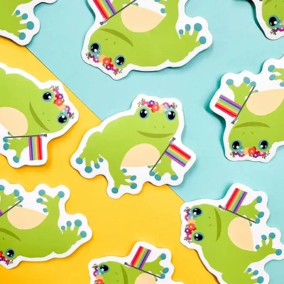 Flower Crown Frog Sticker LGBTQIA+