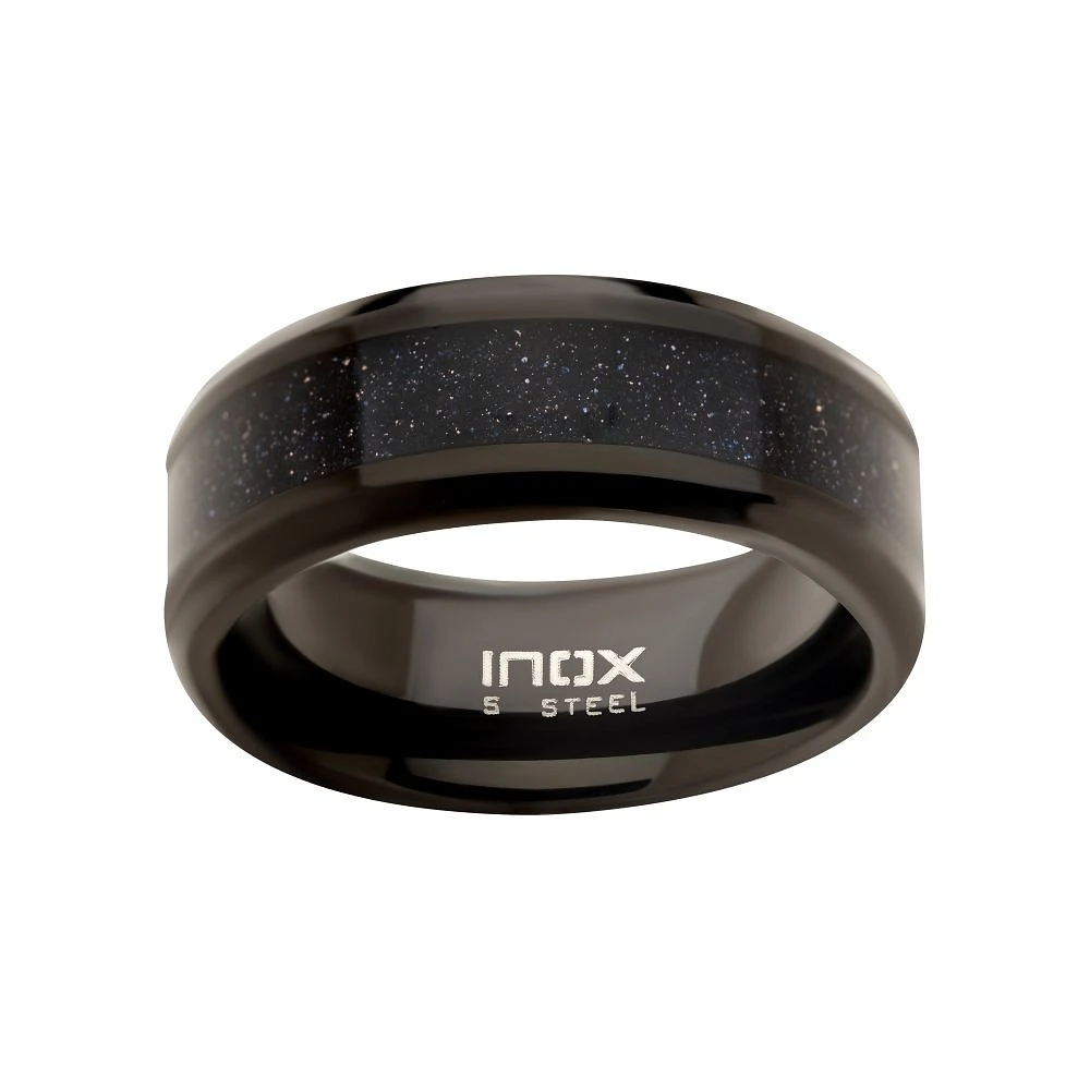 Blk Ring Blu Sand Inlay Size 12