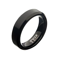 Anillo Biselado De Acero IP Negro Mate De 6 Mm Tamaño