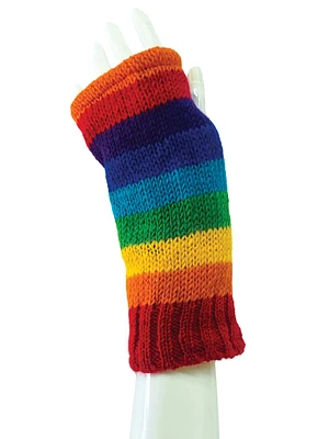 Fingerless Gloves Fleece Lined Rainbow