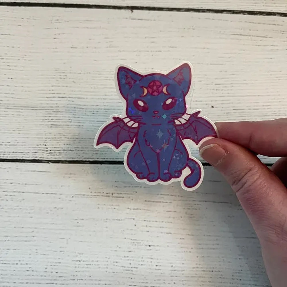 Witchy, Cat, Bat, Vinyl Sticker