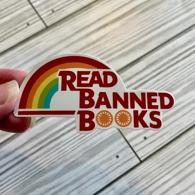 Leer pegatina de vinilo de libros prohibidos