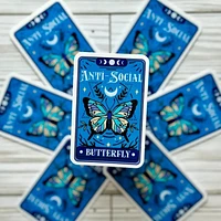 Carta del Tarot de Mariposa Antisocial Pegatina