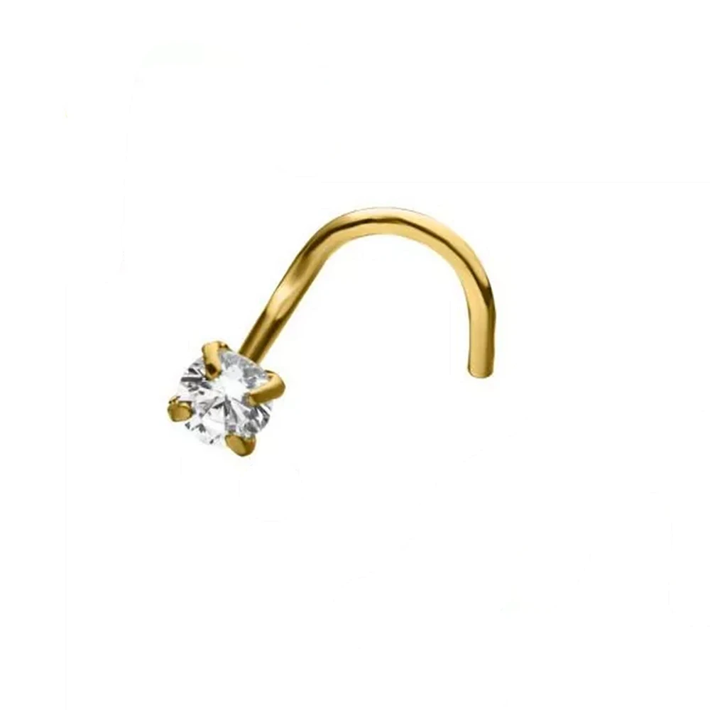 20g Gold PVD With 1.5mm Clear Gem Nose Screw