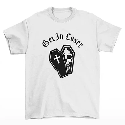 White Get Loser Tshirt Black Lettering