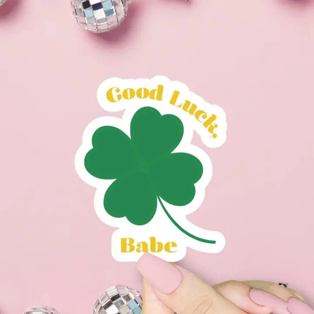 Good Luck Babe Clover Sticker