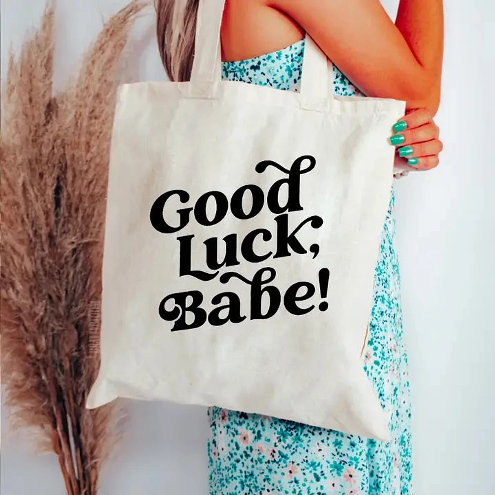 Good Luck Babe Tote Bag Beige