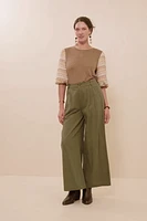 Textured Pleat Detail Wide Leg Pants