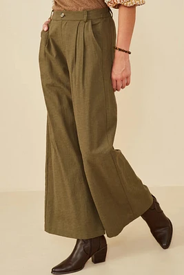 Textured Pleat Detail Wide Leg Pants