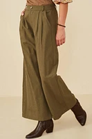 Textured Pleat Detail Wide Leg Pants