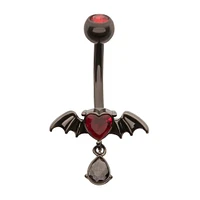 Bat Wing Heart With Teardrop Dangle