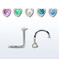 20g Heart With 1.5mm Bezel Opal Nose Screw