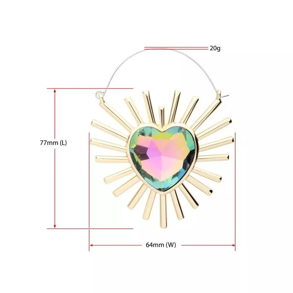 Gold Plated Sun Rays with Vitrail Medium Heart CZ Plug Hanger