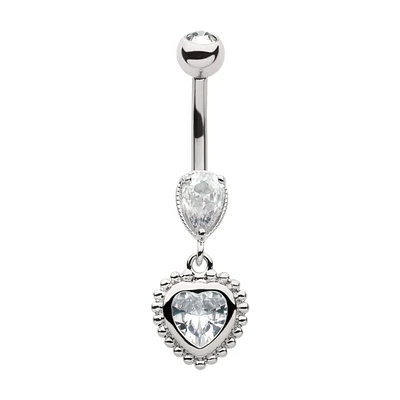 Heart And Tear Gem Beaded Edge Dangle