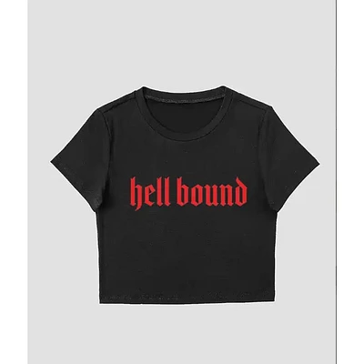 Hell Bound Cropped Tshirt Red Letting Black Shirt
