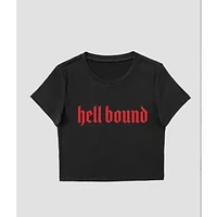 Hell Bound Cropped Tshirt Red Letting Black Shirt