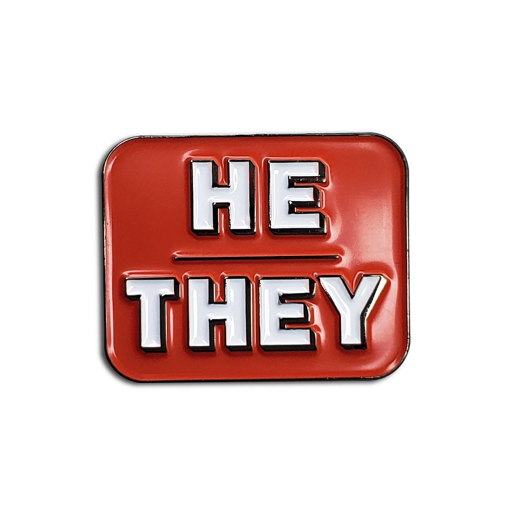 He/They Red Pronoun Pin