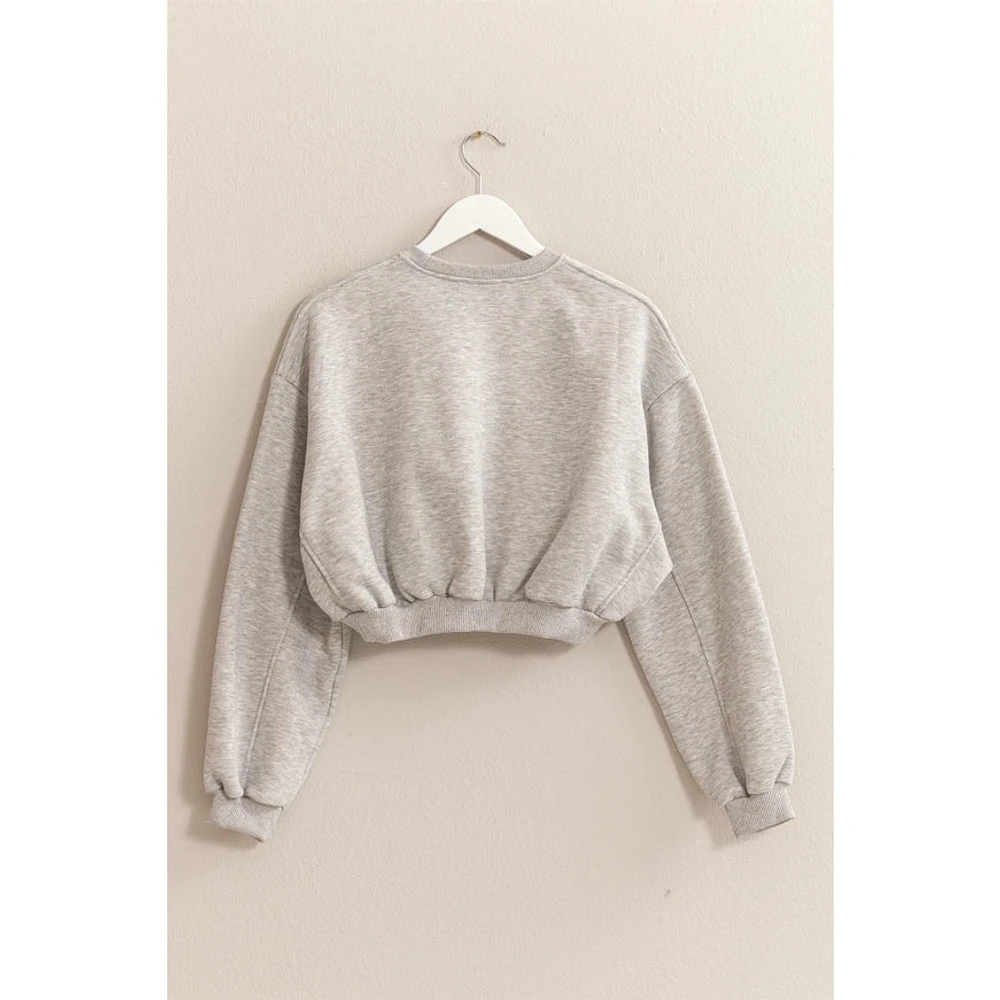 Washed French Terry Cropped Sweatshirt