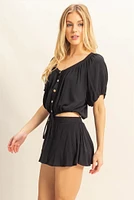 Skort With Elastic Waist
