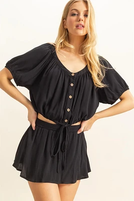 Short Sleeve Top Button Up
