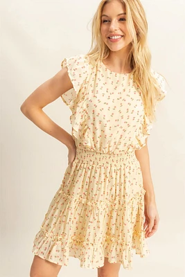 Ditsy Floral Print Ruffle Mini Dress