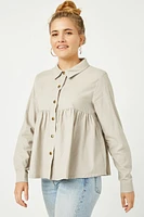 Chemise boutonnée à col en velours côtelé