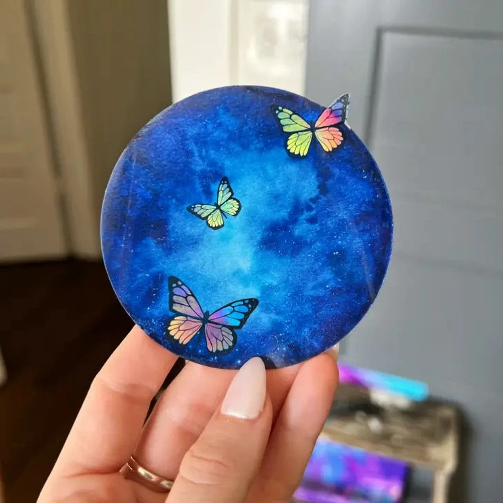 Holo Mariposas Y Luna Pegatina