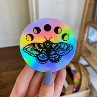 Holo Moon And Moth Sticker