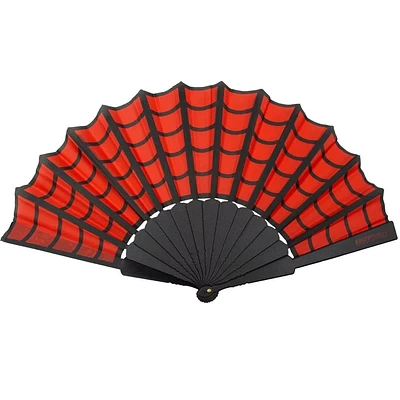 Spiderweb Scallop Hand Fan Red