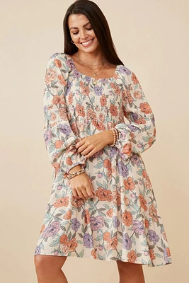 Off Shoulder Flowered Dress