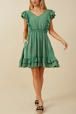 Ruffle Detail Smocked Dress