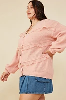 Lace Frilled Button Cardigan Plus