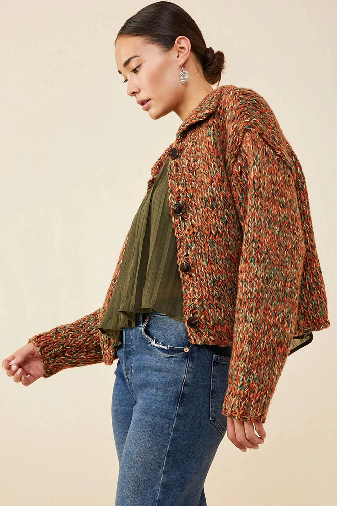 Multi Color Button Up Cardigan Sweater