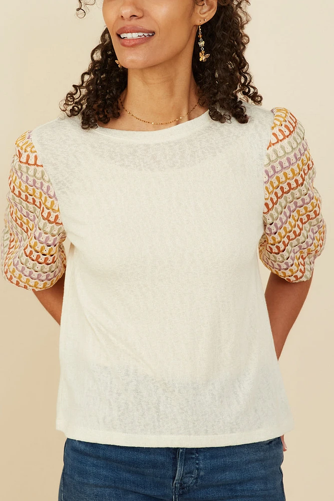 Contrast Knit Sleeve Top