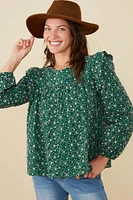 Floral Embroidered Ruffle Top