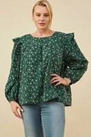 Floral Embroidered Ruffle Plus Top