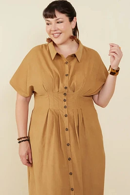 Button Up Corduroy Dress Plus