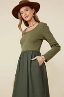 Ribbed Knit Scoop Neck Dress