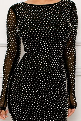 Robe longue ajustée mi-longue à strass Slv