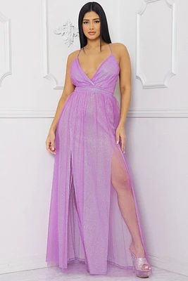 Spaghetti Strap Maxi Dress Thigh Slits