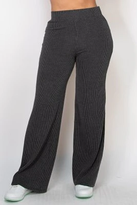 Ribbed Fit & Flare Pants