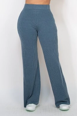 Ribbed Fit & Flare Pants