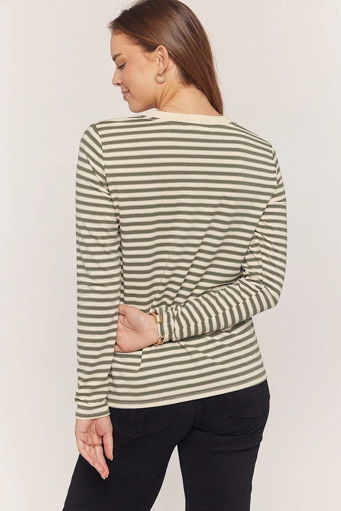 Stripe Long Sleeve Knit Top