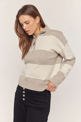 Stripe Half Zip Sweater