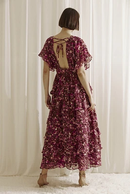 Vestido midi con estampado floral de florecitas